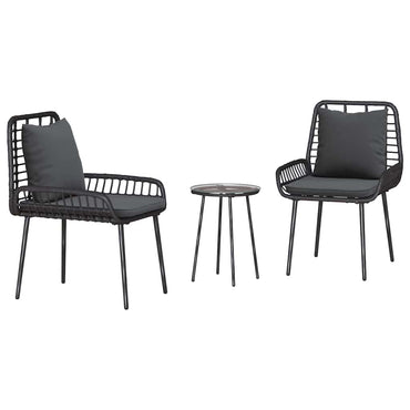 vidaXL Garten Essgruppe 3 pcs Schwarz und Anthrazit Poly-Rattan