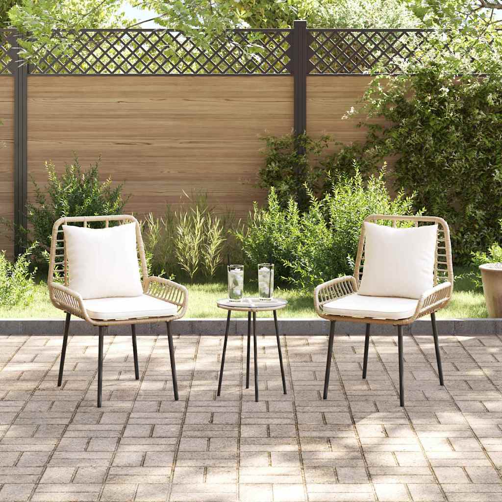Garten Essgruppe 3 pcs Braun und Creme Poly-Rattan