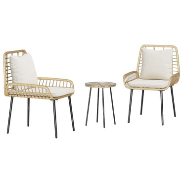 vidaXL Salon de jardin à manger 3 pcs Marron et Crème Résine tressée
