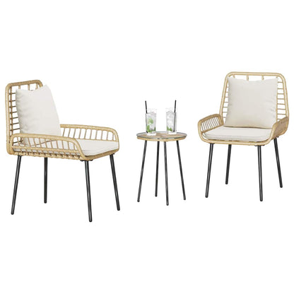 Garten Essgruppe 3 pcs Braun und Creme Poly-Rattan