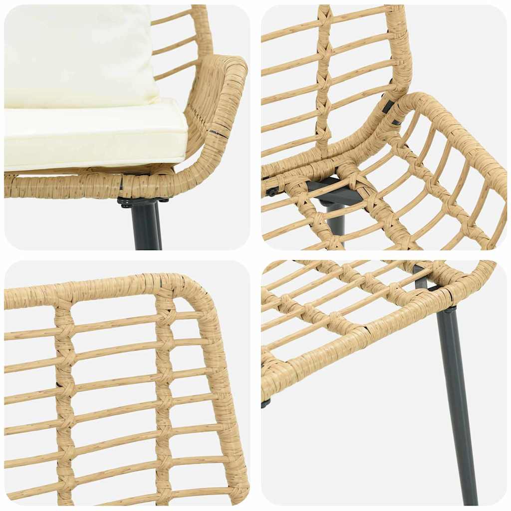 Gartenbank Braun und Creme Poly-Rattan