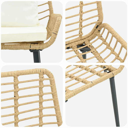 Gartenbank Braun und Creme Poly-Rattan