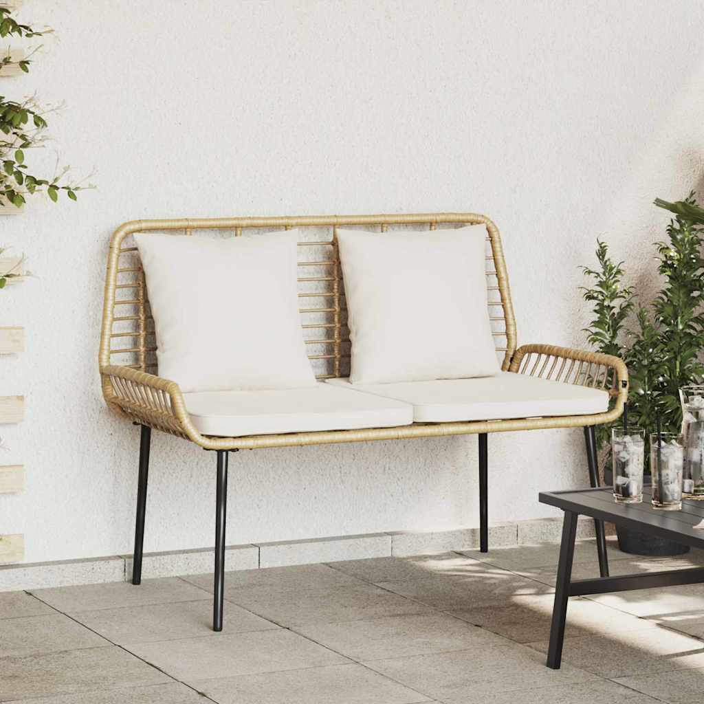 Gartenbank Braun und Creme Poly-Rattan