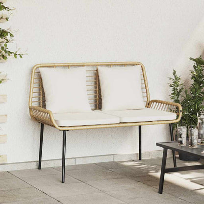 Gartenbank Braun und Creme Poly-Rattan