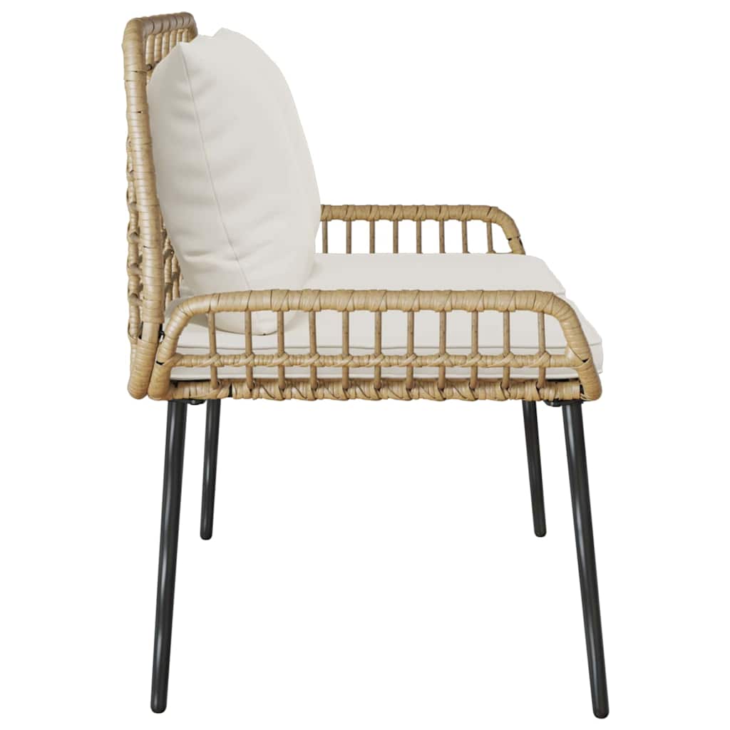 Gartenbank Braun und Creme Poly-Rattan