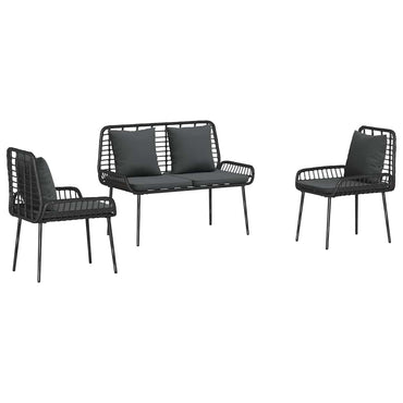 vidaXL Garten Essgruppe 3 pcs Schwarz und Anthrazit Poly-Rattan