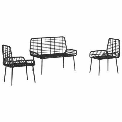 Garten Essgruppe 3 pcs Schwarz und Anthrazit Poly-Rattan