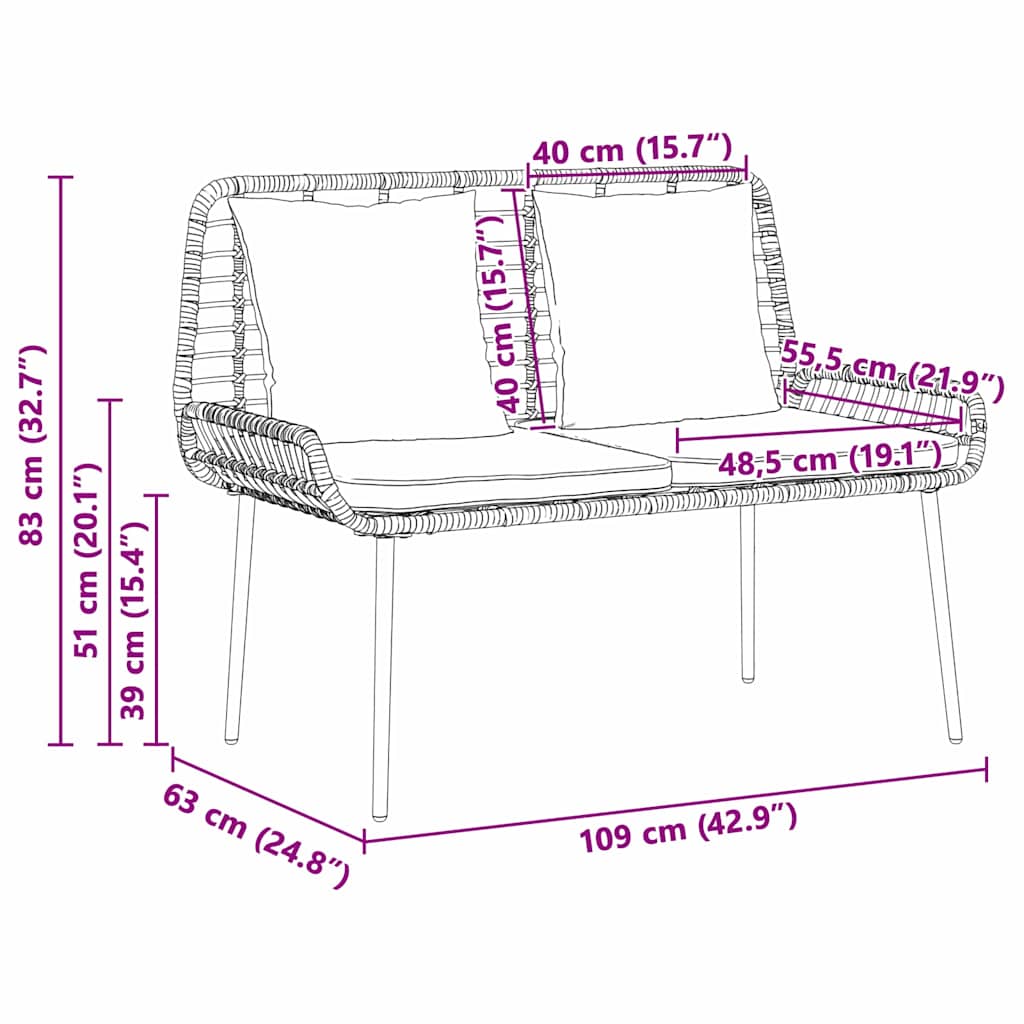 Garten Essgruppe 3 pcs Schwarz und Anthrazit Poly-Rattan