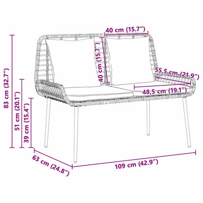 Garten Essgruppe 3 pcs Schwarz und Anthrazit Poly-Rattan