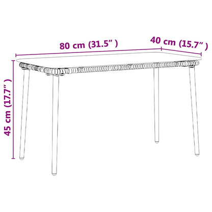 vidaXL Gartentisch Natur 80 x 40 x 45 cm Poly-Rattan