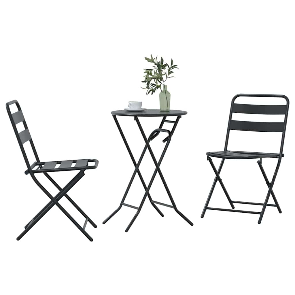 Garten Bistro Set 3 pcs Anthrazit Stahl
