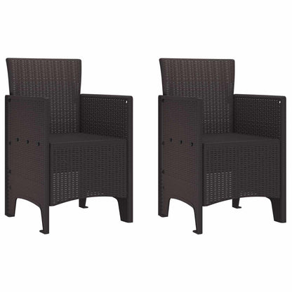 vidaXL Gartenstuhl mit Kissen 2 pcs Braun 53 x 49 x 85 cm Polypropylen