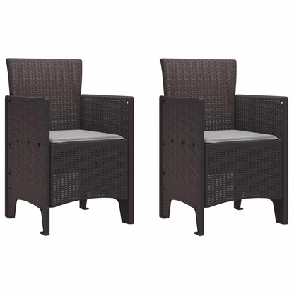vidaXL Gartenstuhl mit Kissen 2 pcs Braun 53 x 49 x 85 cm Polypropylen