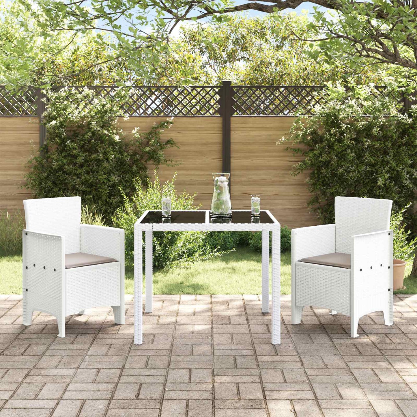 vidaXL Gartenstuhl mit Kissen 2 pcs Weiß 53 x 49 x 85 cm Polypropylen