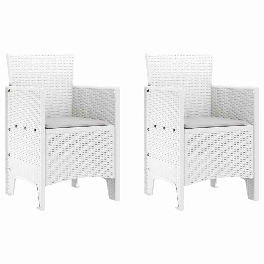 vidaXL Gartenstuhl mit Kissen 2 pcs Weiß 53 x 49 x 85 cm Polypropylen