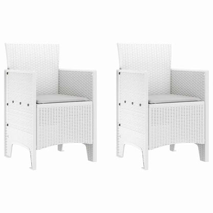 vidaXL Gartenstuhl mit Kissen 2 pcs Weiß 53 x 49 x 85 cm Polypropylen