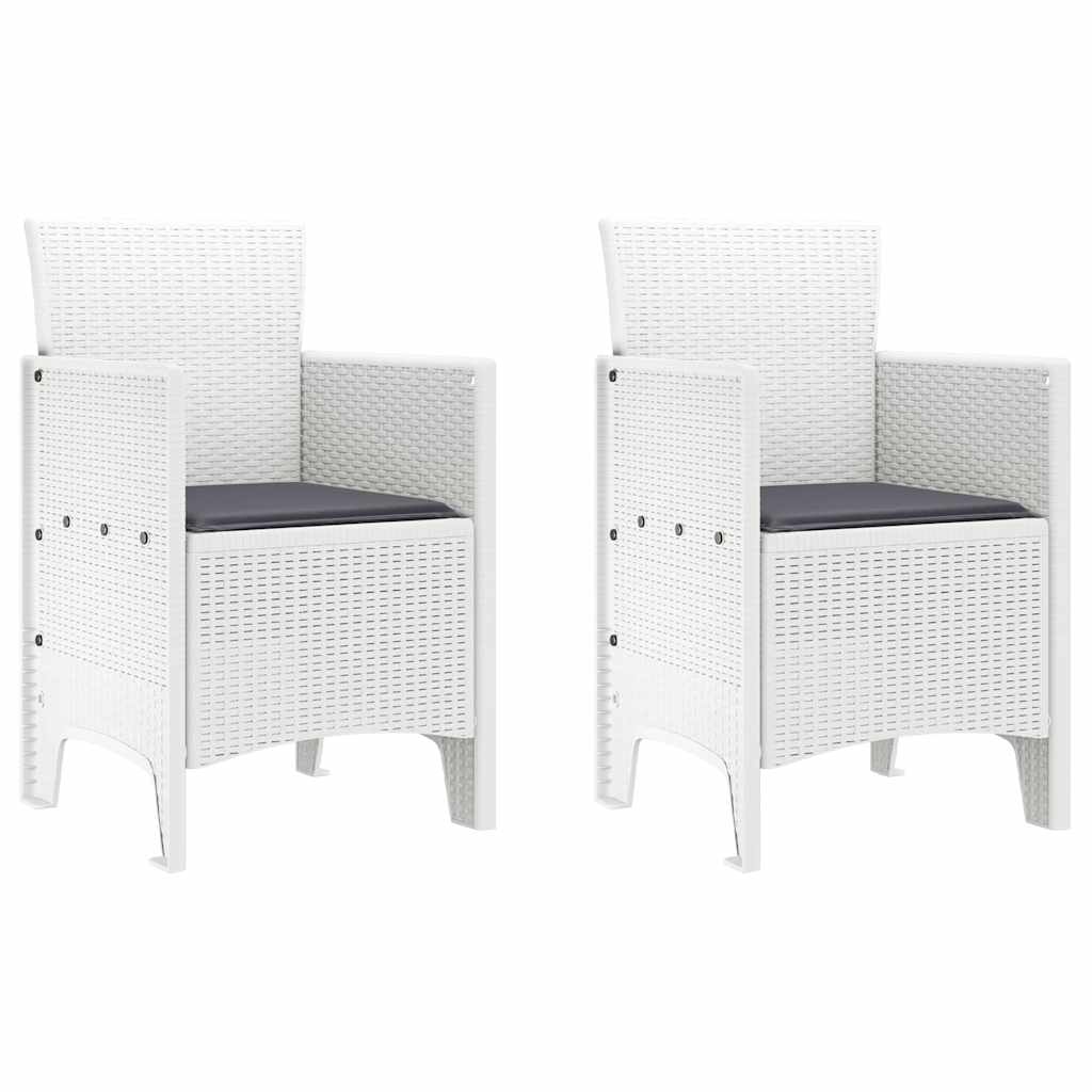vidaXL Gartenstuhl mit Kissen 2 pcs Weiß 53 x 49 x 85 cm Polypropylen