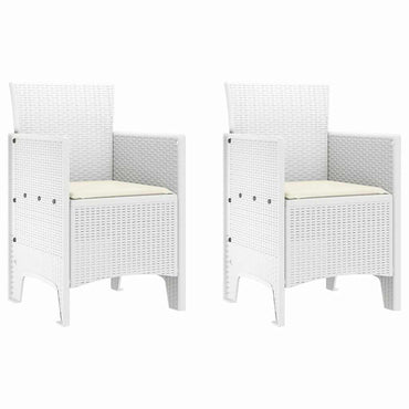 vidaXL Gartenstuhl mit Kissen 2 pcs Weiß 53 x 49 x 85 cm Polypropylen
