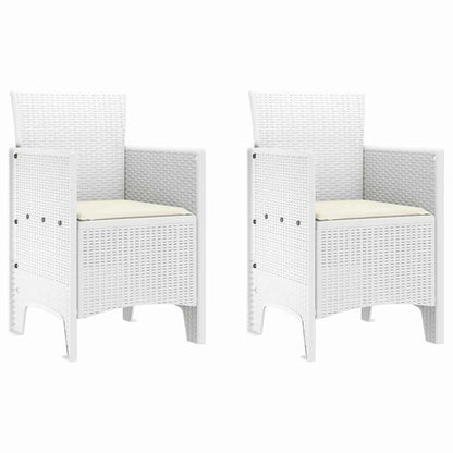 vidaXL Gartenstuhl mit Kissen 2 pcs Weiß 53 x 49 x 85 cm Polypropylen