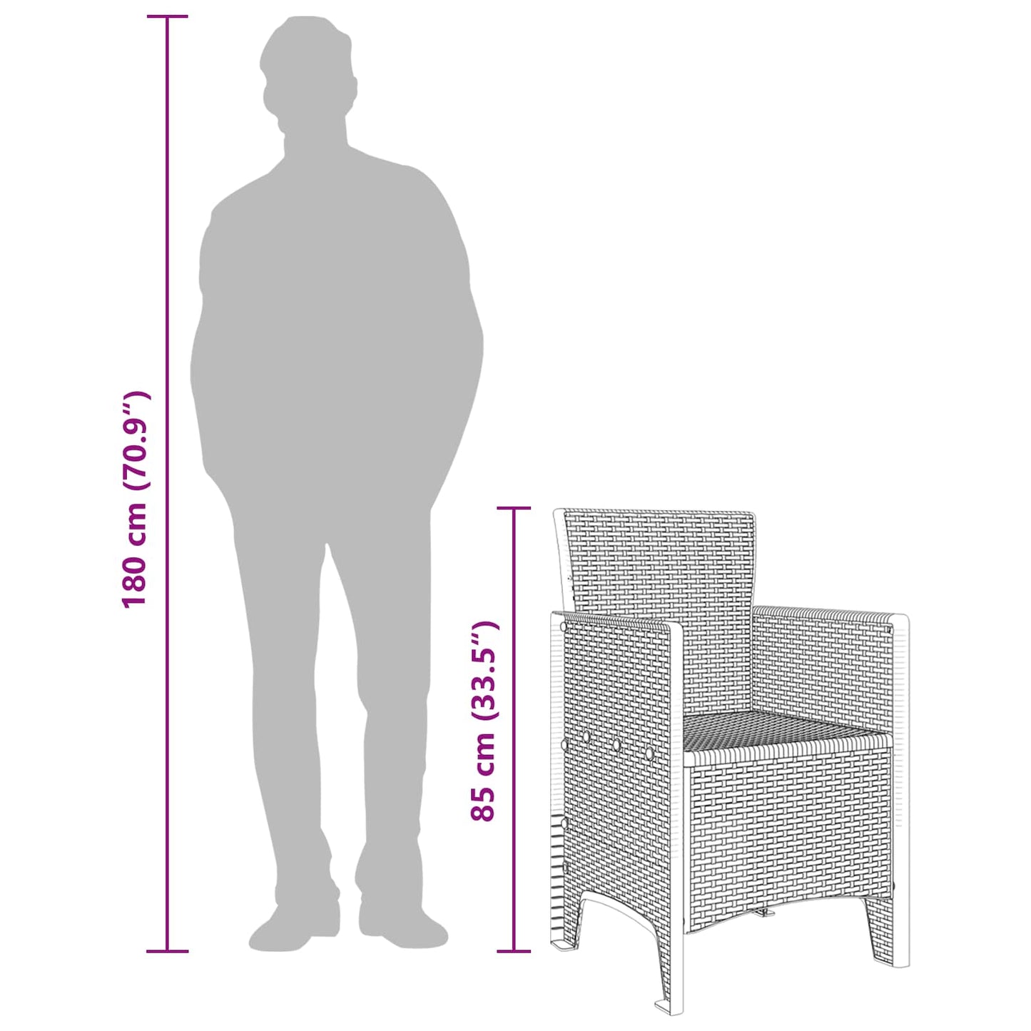 Gartenstuhl mit Kissen 4 pcs Braun 53 x 49 x 85 cm Polypropylen