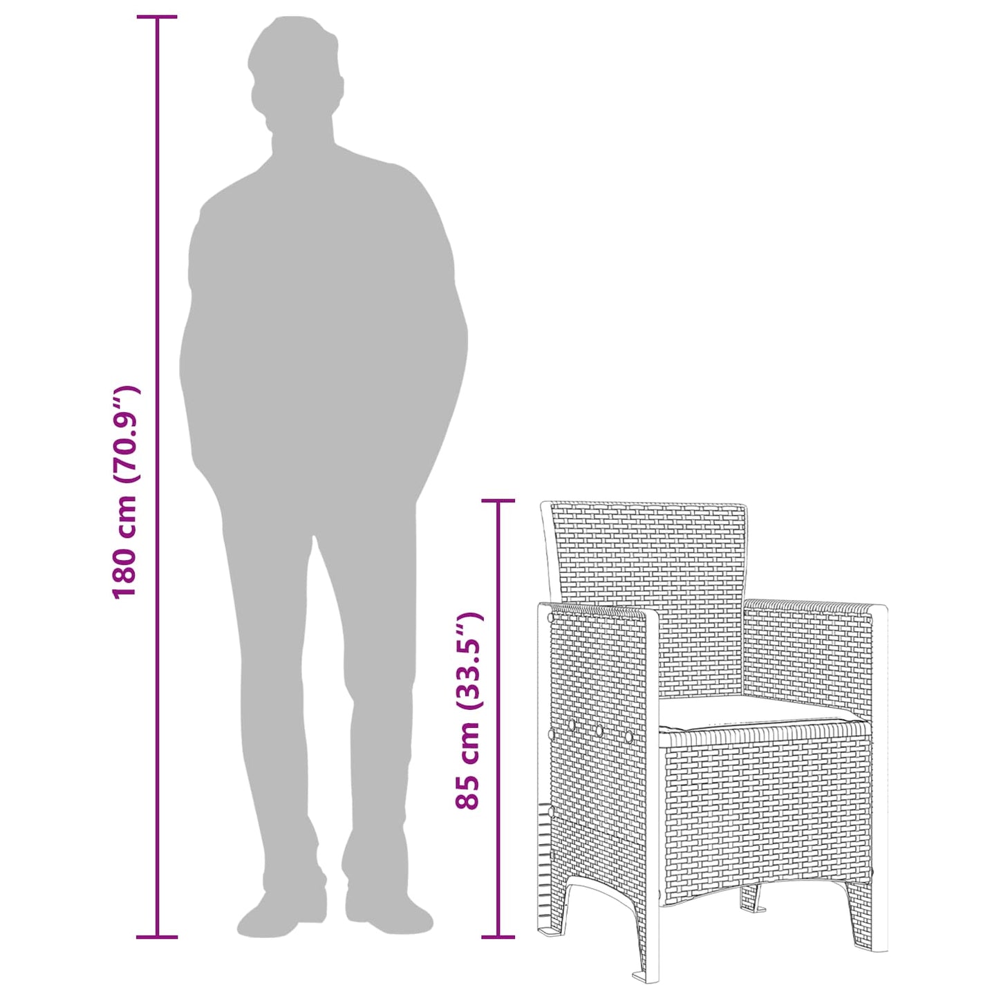 Gartenstuhl mit Kissen 4 pcs Braun 53 x 49 x 85 cm Polypropylen