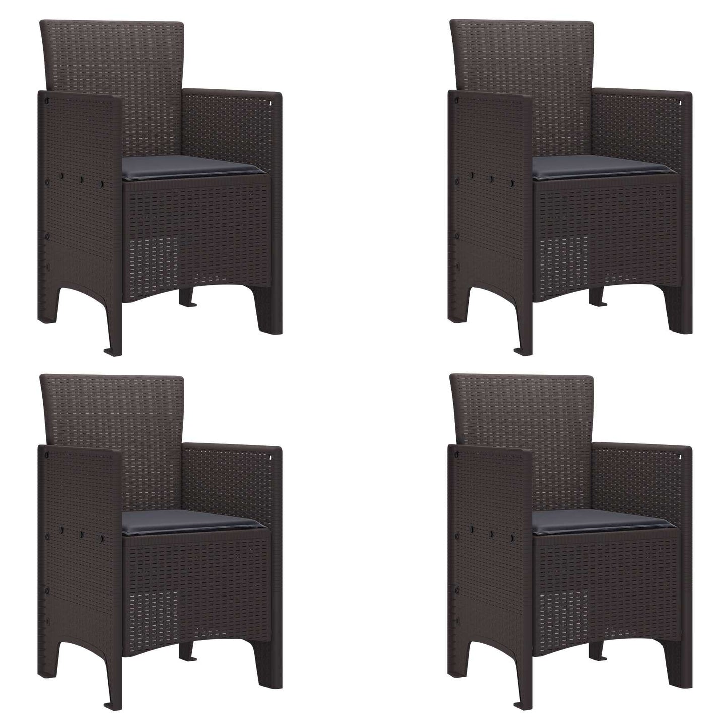 vidaXL Gartenstuhl mit Kissen 4 pcs Braun 53 x 49 x 85 cm Polypropylen