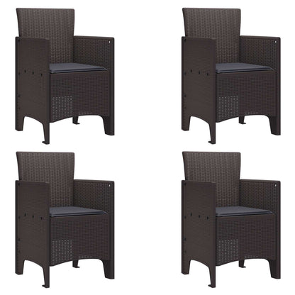 vidaXL Gartenstuhl mit Kissen 4 pcs Braun 53 x 49 x 85 cm Polypropylen