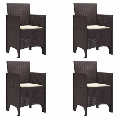 vidaXL Gartenstuhl mit Kissen 4 pcs Braun 53 x 49 x 85 cm Polypropylen