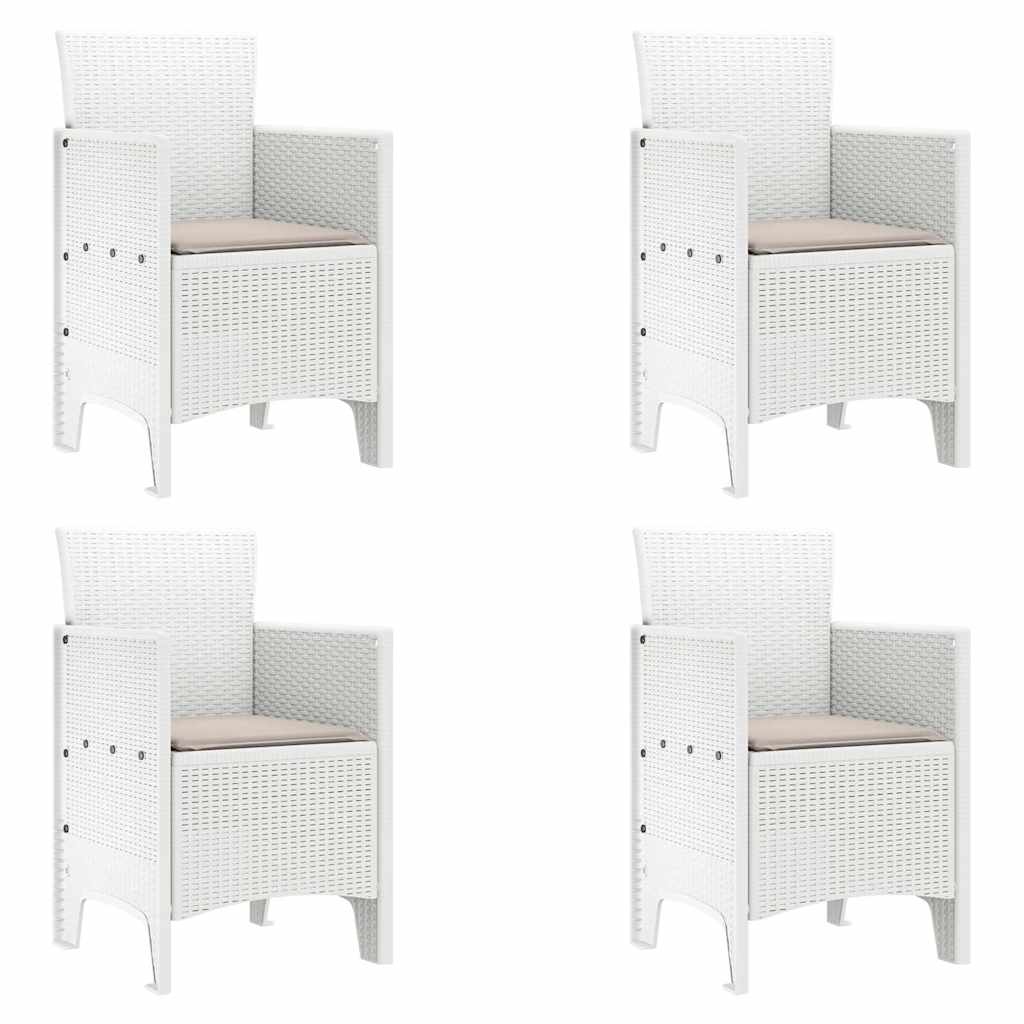 vidaXL Gartenstuhl mit Kissen 4 pcs Weiß 53 x 49 x 85 cm Polypropylen