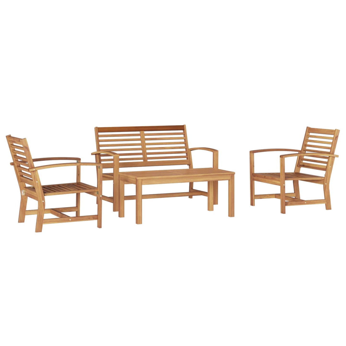 Gartensofa-set 4 pcs Natur Massivholz Teak