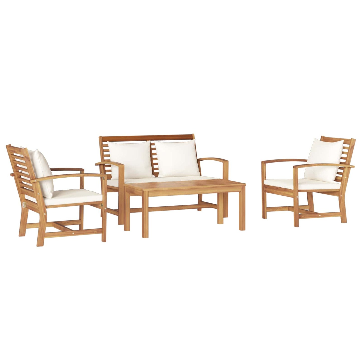 Gartensofa-set 4 pcs Natur Massivholz Teak