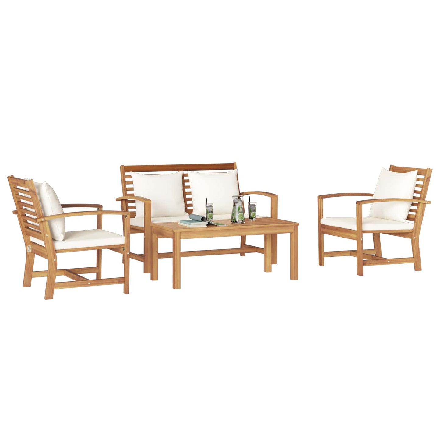 Gartensofa-set 4 pcs Natur Massivholz Teak