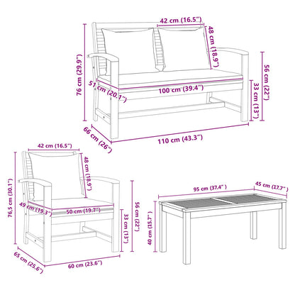 Gartensofa-set 4 pcs Natur Massivholz Teak