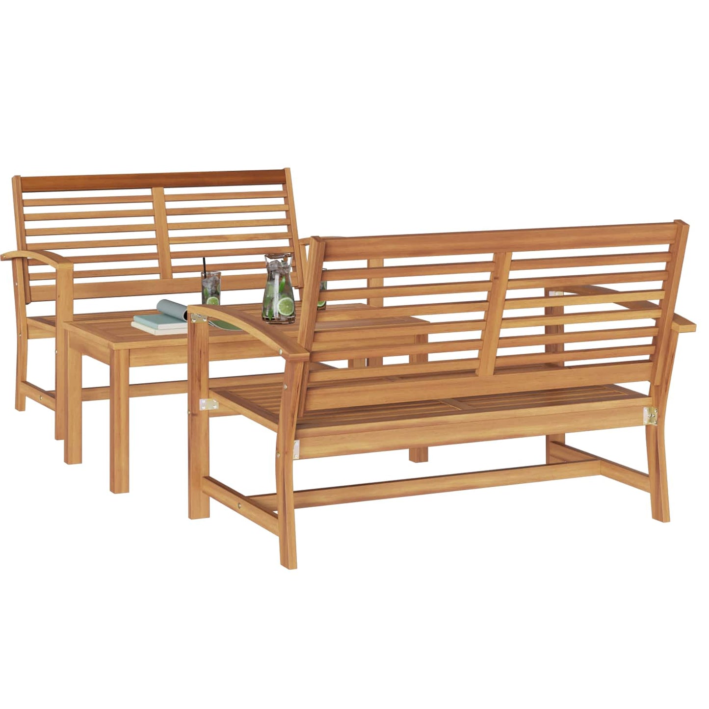 vidaXL Gartensofa-set 3 pcs Natur Massivholz Teak