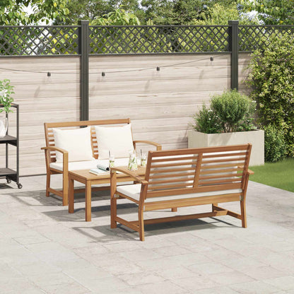 Gartensofa-set 3 pcs Natur Massivholz Teak