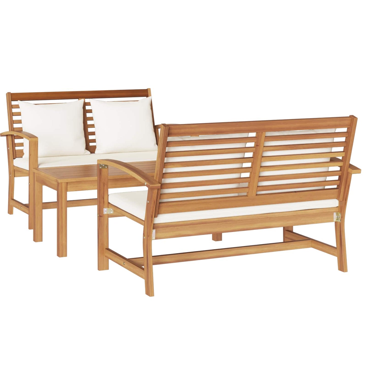 Gartensofa-set 3 pcs Natur Massivholz Teak