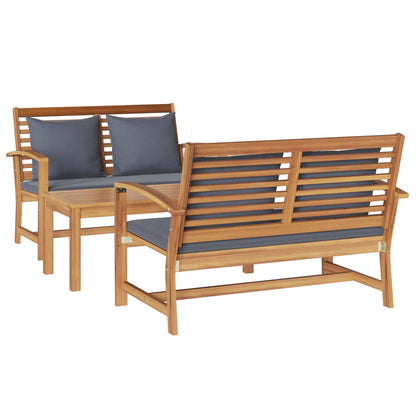 vidaXL Gartensofa-set 3 pcs Natur Massivholz Teak