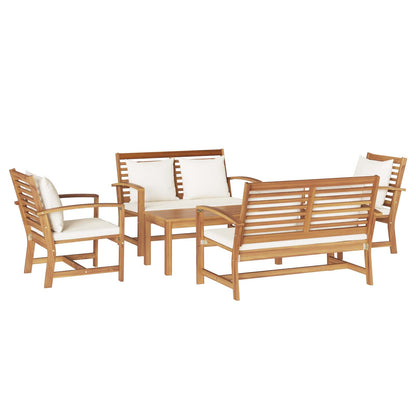 Gartensofa-set 5 pcs Natur Massivholz Teak