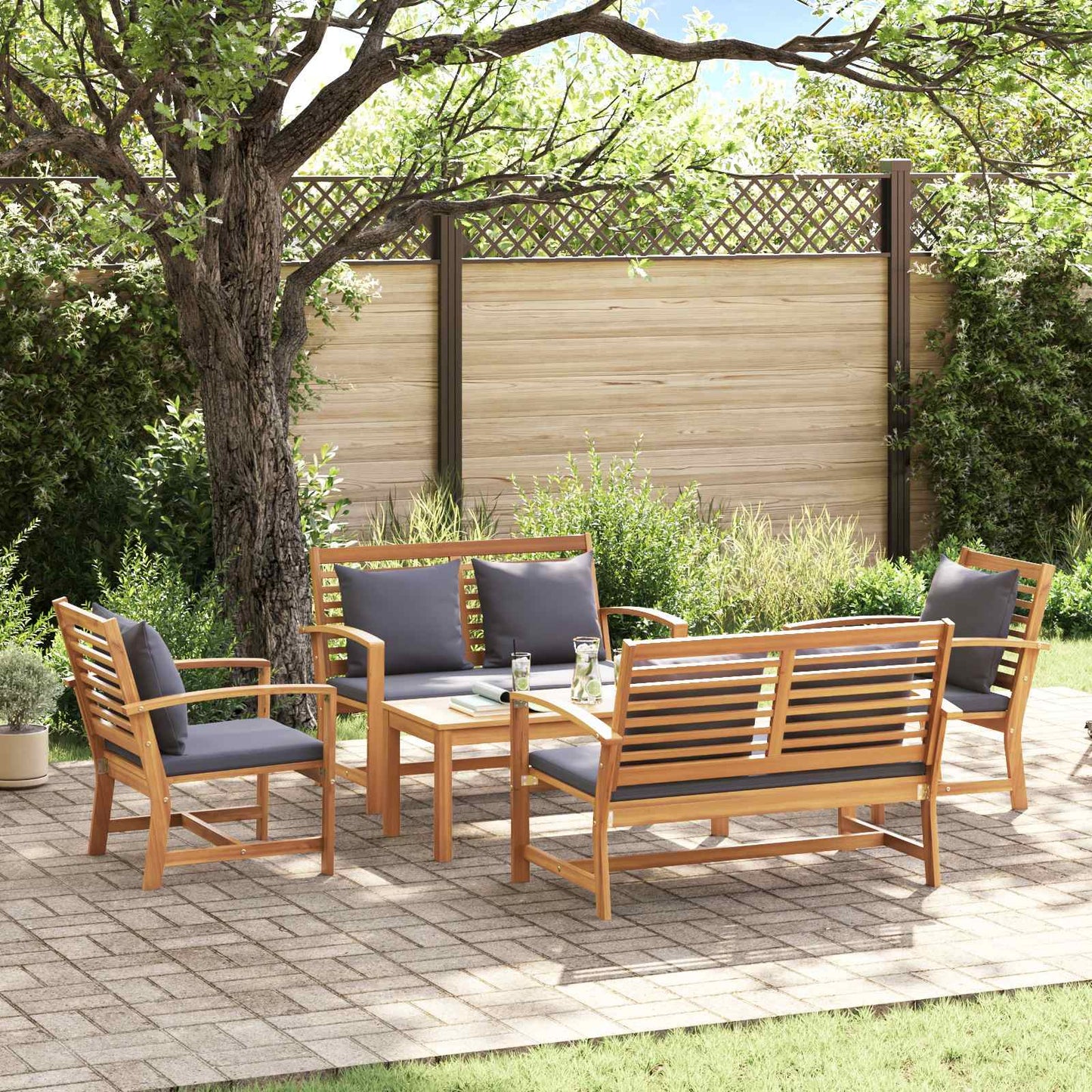 vidaXL Gartensofa-set 5 pcs Natur Massivholz Teak