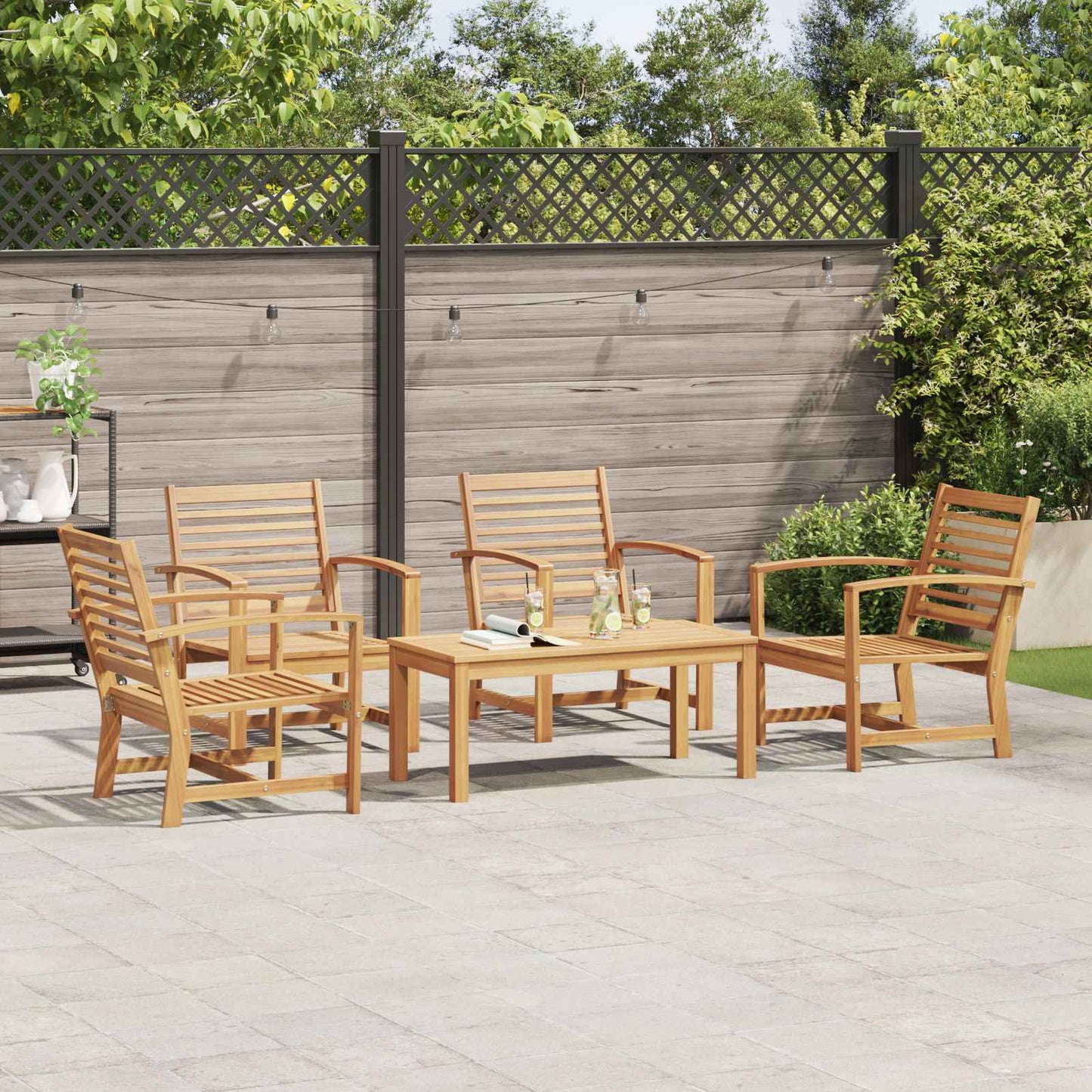 vidaXL Gartensofa-set 5 pcs Natur Massivholz Teak