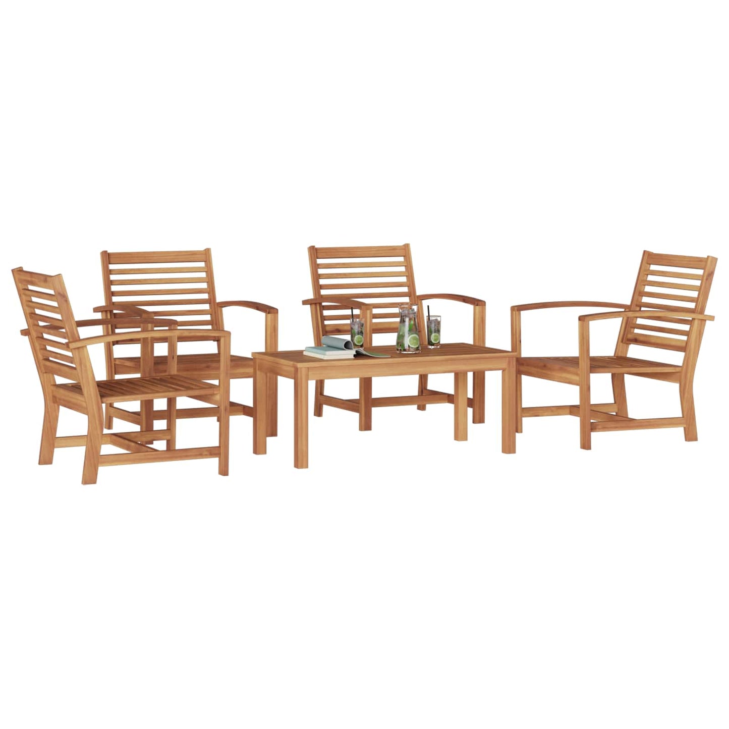 vidaXL Gartensofa-set 5 pcs Natur Massivholz Teak