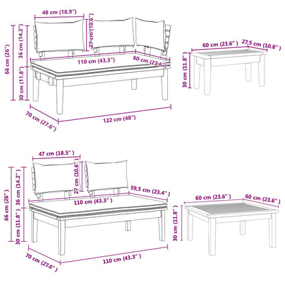 vidaXL Gartensofa-set 4 pcs Braun und Creme