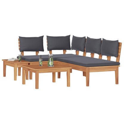 vidaXL Gartensofa-set 4 pcs Braun und Grau
