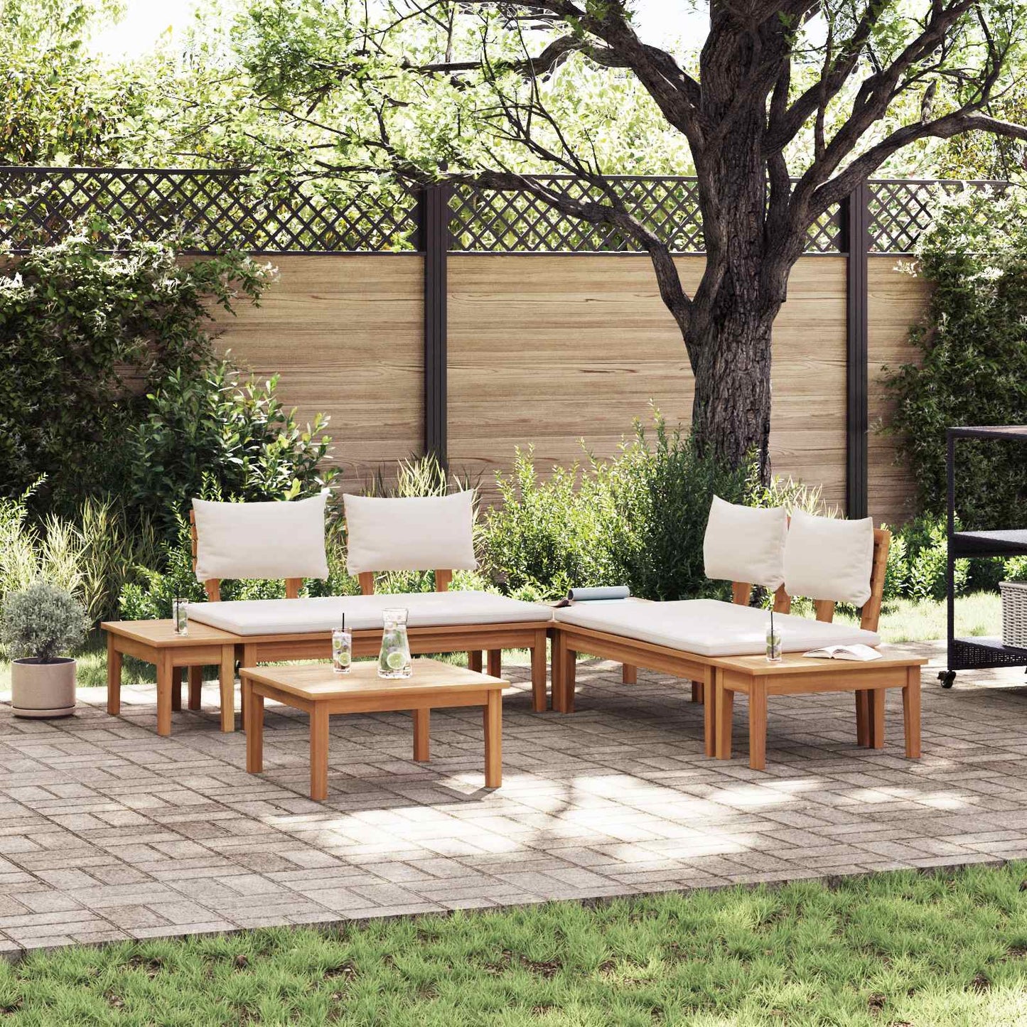 vidaXL Gartensofa-set 3 pcs Braun und Creme