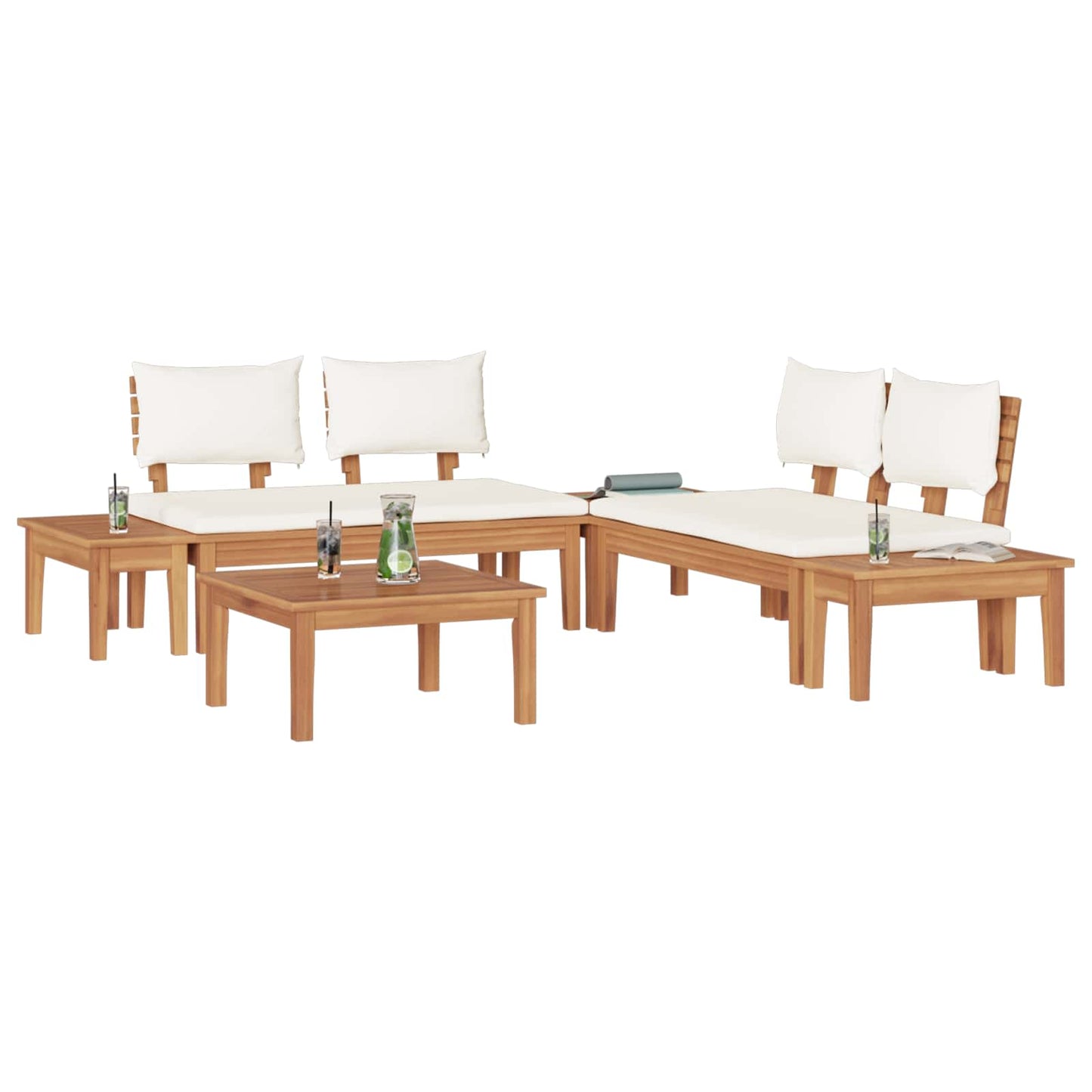 vidaXL Gartensofa-set 3 pcs Braun und Creme