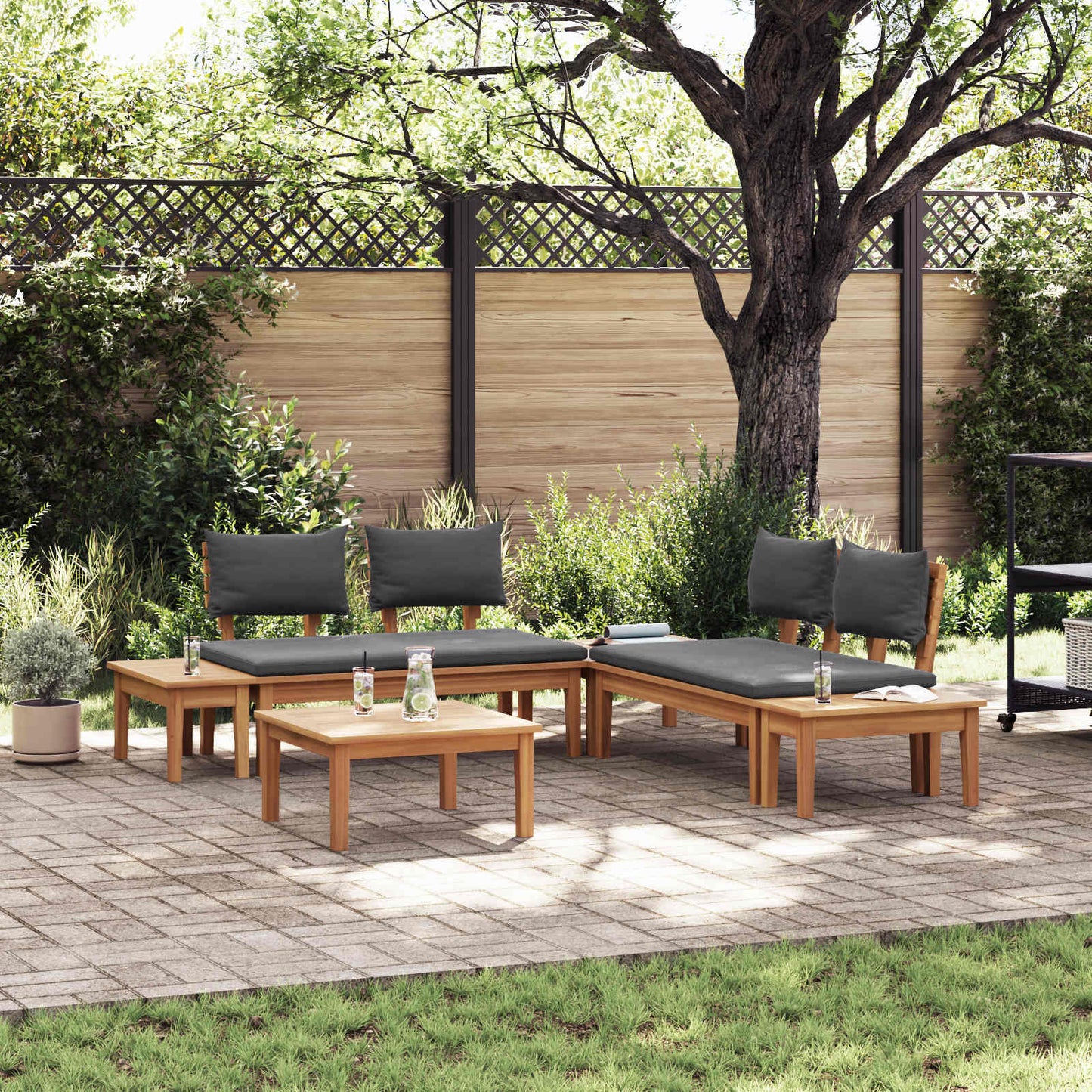 vidaXL Gartensofa-set 3 pcs Braun und Grau