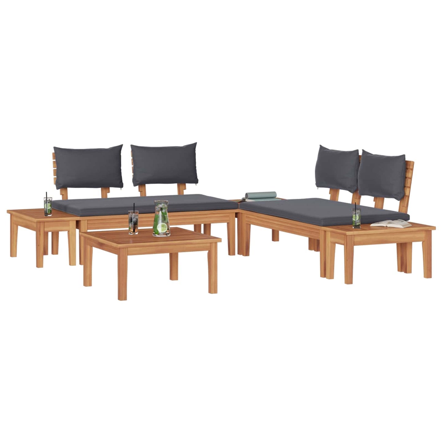 vidaXL Gartensofa-set 3 pcs Braun und Grau