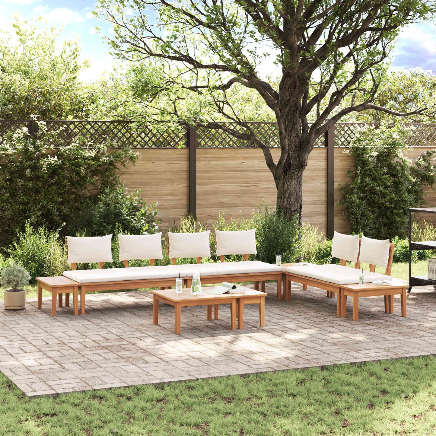 vidaXL Gartensofa-set 5 pcs Braun und Creme