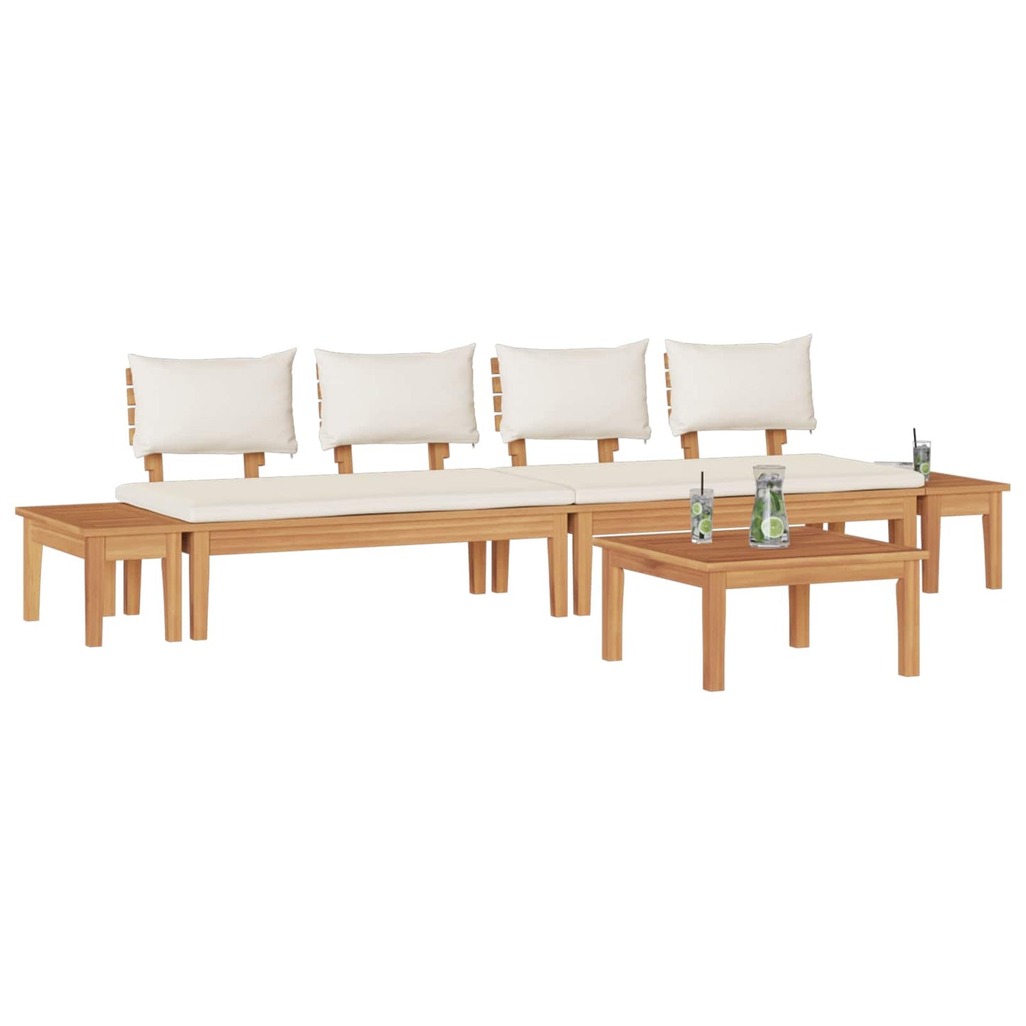 vidaXL Gartensofa-set 5 pcs Braun und Creme