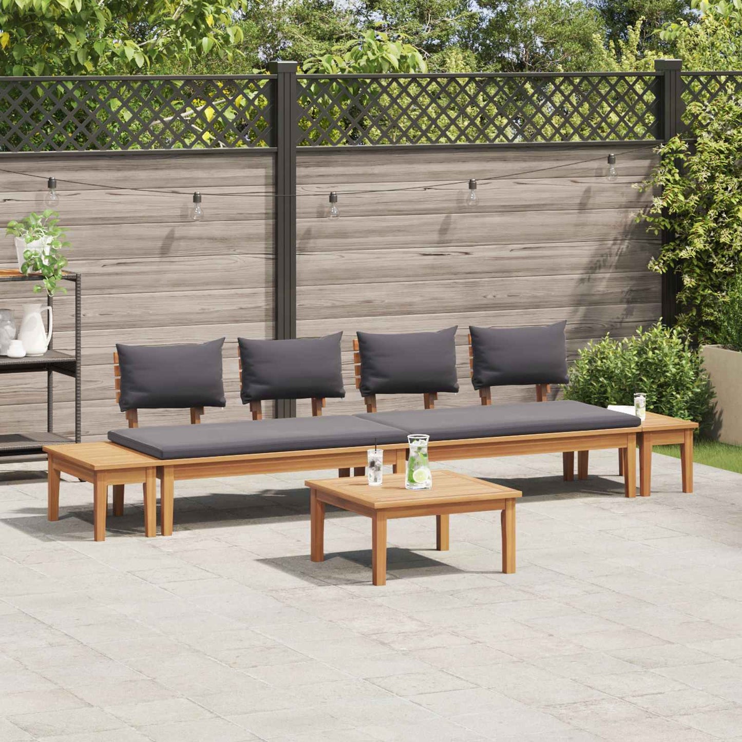 Gartensofa-set 5 pcs Braun und Grau